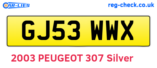 GJ53WWX are the vehicle registration plates.