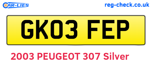 GK03FEP are the vehicle registration plates.