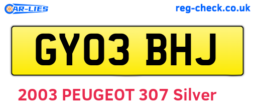 GY03BHJ are the vehicle registration plates.