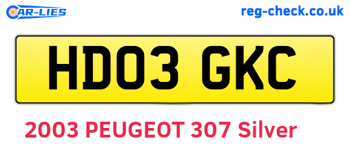 HD03GKC are the vehicle registration plates.