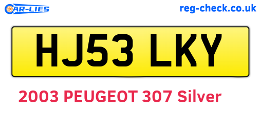 HJ53LKY are the vehicle registration plates.