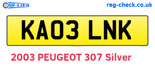 KA03LNK are the vehicle registration plates.