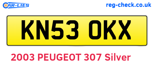 KN53OKX are the vehicle registration plates.