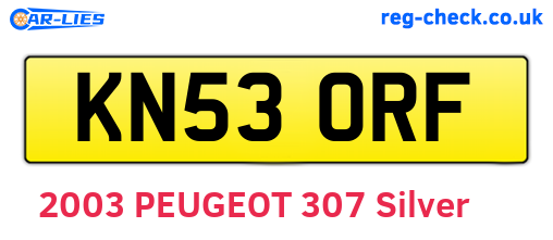 KN53ORF are the vehicle registration plates.