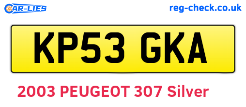 KP53GKA are the vehicle registration plates.