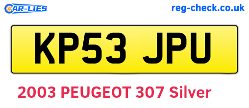 KP53JPU are the vehicle registration plates.
