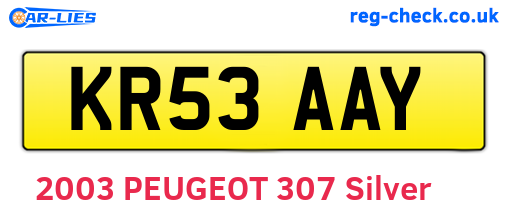 KR53AAY are the vehicle registration plates.