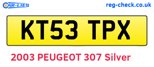 KT53TPX are the vehicle registration plates.