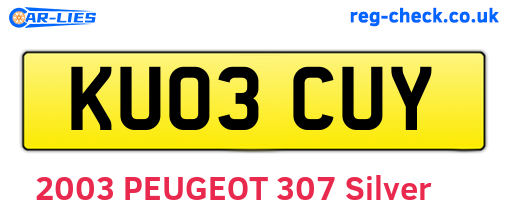 KU03CUY are the vehicle registration plates.