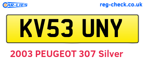 KV53UNY are the vehicle registration plates.