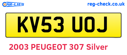 KV53UOJ are the vehicle registration plates.