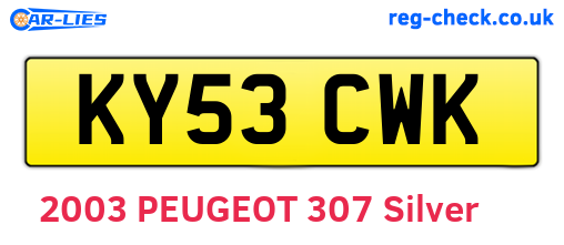 KY53CWK are the vehicle registration plates.