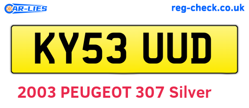 KY53UUD are the vehicle registration plates.