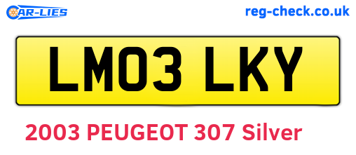 LM03LKY are the vehicle registration plates.