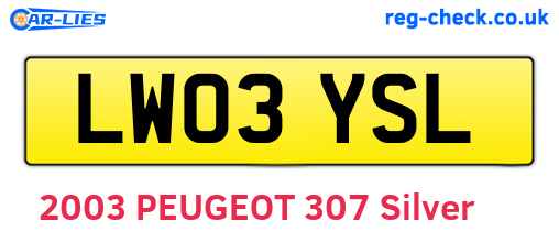 LW03YSL are the vehicle registration plates.