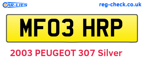 MF03HRP are the vehicle registration plates.