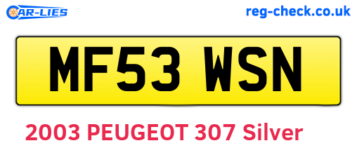 MF53WSN are the vehicle registration plates.
