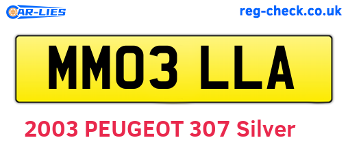 MM03LLA are the vehicle registration plates.