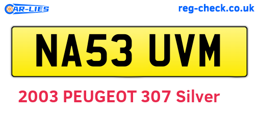 NA53UVM are the vehicle registration plates.