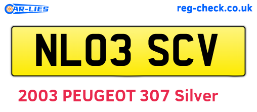 NL03SCV are the vehicle registration plates.