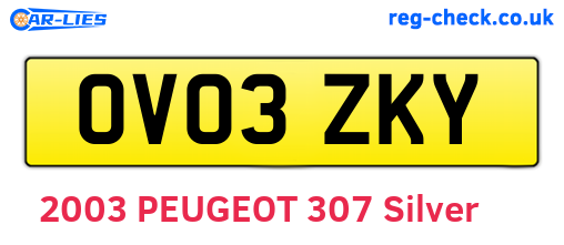 OV03ZKY are the vehicle registration plates.