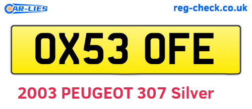 OX53OFE are the vehicle registration plates.