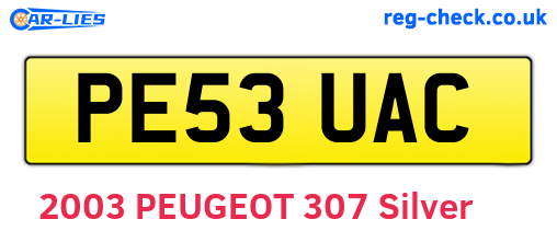PE53UAC are the vehicle registration plates.