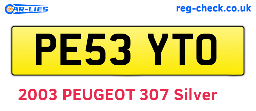 PE53YTO are the vehicle registration plates.