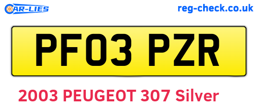 PF03PZR are the vehicle registration plates.