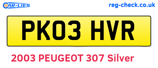 PK03HVR are the vehicle registration plates.