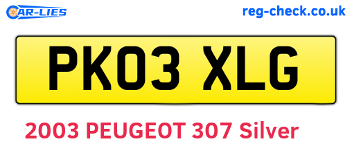 PK03XLG are the vehicle registration plates.
