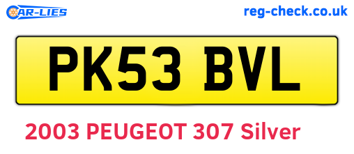 PK53BVL are the vehicle registration plates.