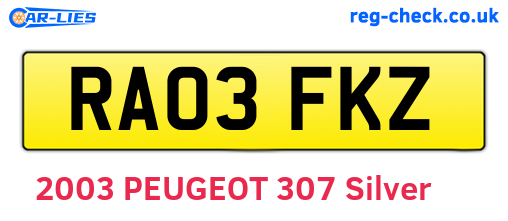 RA03FKZ are the vehicle registration plates.
