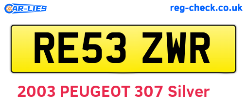 RE53ZWR are the vehicle registration plates.
