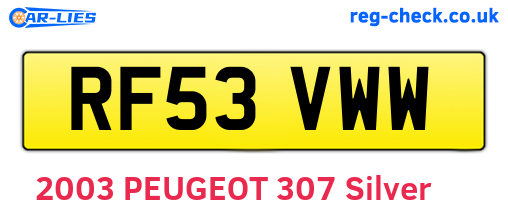 RF53VWW are the vehicle registration plates.