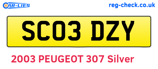 SC03DZY are the vehicle registration plates.