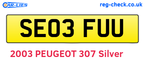 SE03FUU are the vehicle registration plates.
