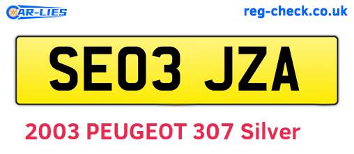 SE03JZA are the vehicle registration plates.