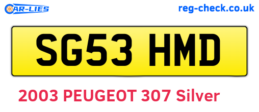 SG53HMD are the vehicle registration plates.