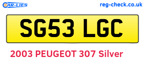 SG53LGC are the vehicle registration plates.