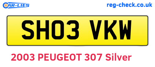 SH03VKW are the vehicle registration plates.