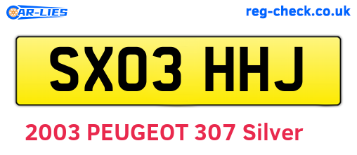 SX03HHJ are the vehicle registration plates.