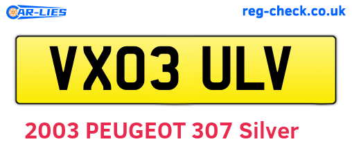 VX03ULV are the vehicle registration plates.