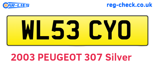 WL53CYO are the vehicle registration plates.