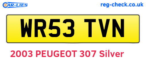 WR53TVN are the vehicle registration plates.