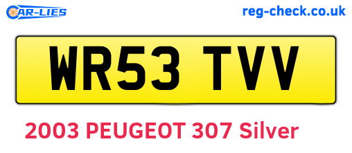 WR53TVV are the vehicle registration plates.