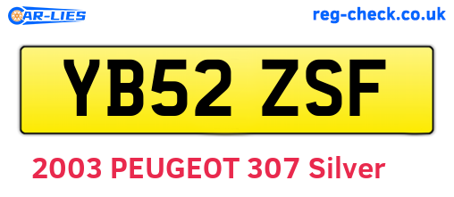 YB52ZSF are the vehicle registration plates.