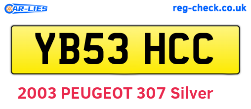 YB53HCC are the vehicle registration plates.