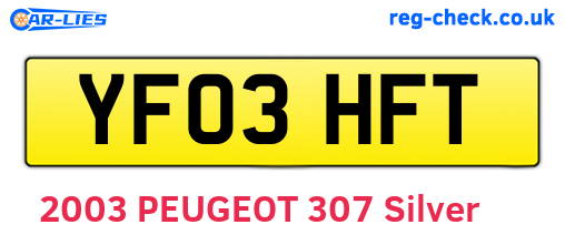 YF03HFT are the vehicle registration plates.