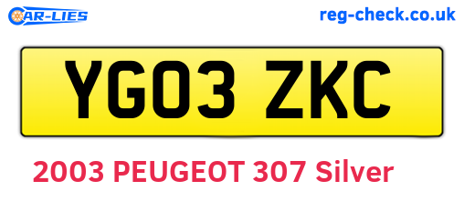 YG03ZKC are the vehicle registration plates.